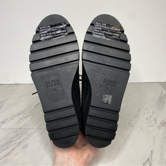 Eileen Fisher Alpine Black Wedge Lace Up Bootie 7 1/2 - Picture 12 of 13